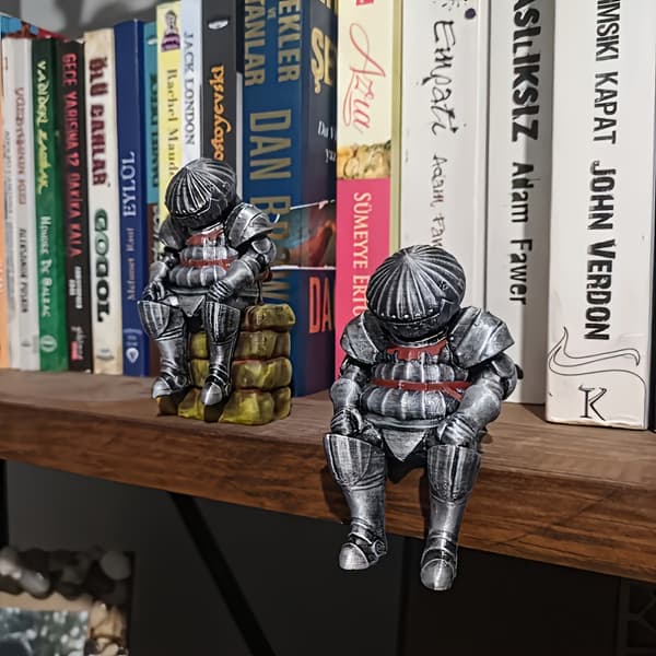 Retro Rustning Ridder Harpiks Statue Borddekoration til Hjemmehylde Armored Soldier