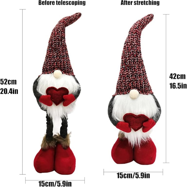 Jultomte GNOME Plyschdocka Långt skägg Stående Fyldt Håndlavet Svensk Tomte GNOME Dukke Fyldt Justerbar Dværgtomte til Jul eller Sunmostar