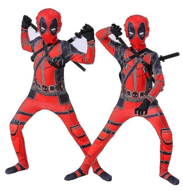 Deadpool Kostume til Børn med 3D Maske & Sværd til Halloween Cosplay[ZHE] 150cm