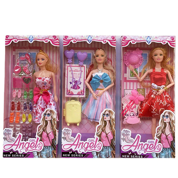 Ihana Barbie-nukke setti Muoti Työpöydän koristeelliset rekvisiitat Lahja pojille Tytöille Lapsille (satunnainen vaatteet Set A (6pcs)