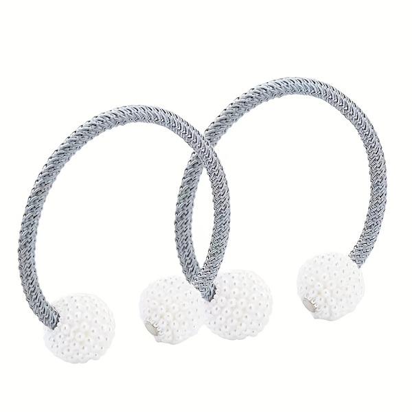 Magnetiska gardinomtag med pärlbollsdesign, 2-pack 【Grå】 2 st