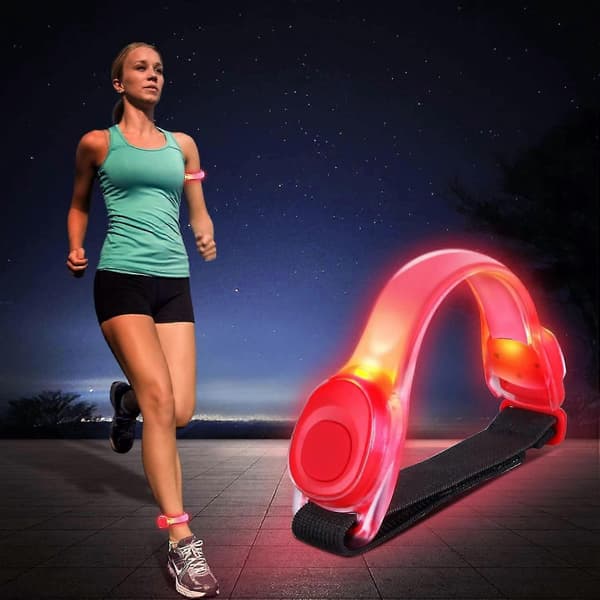 4-pakning LED-armbånd med refleks - for løping og jogging Red