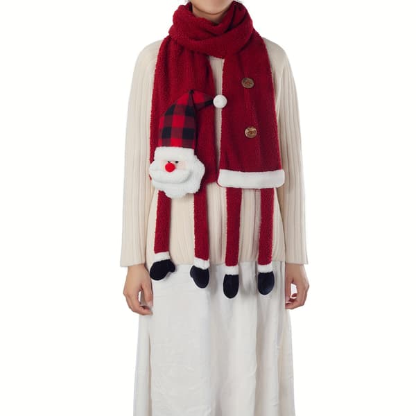 Sødt julehalstørklæde til børn og voksne, varm vinter teddyfleece halsvarmer Santa scarf