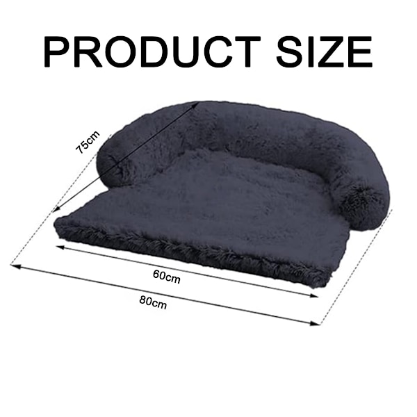 Iso koiranpeti, pehmoinen koiran sohva - vetoketjullinen lemmikkipeitto, ihanteellinen koiran sängyn koriin, syvennykseen, autoon 76x76x15cm tummanharmaa