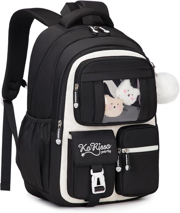 School Backpack for Girls Kawaii Ita Design for Primary School Black