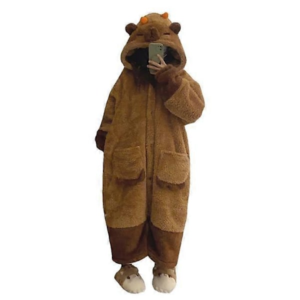 Aikuisten Kapybara Cosplay -asu Onesie Yöpaita Sarjakuva Pyjama[ch] XL