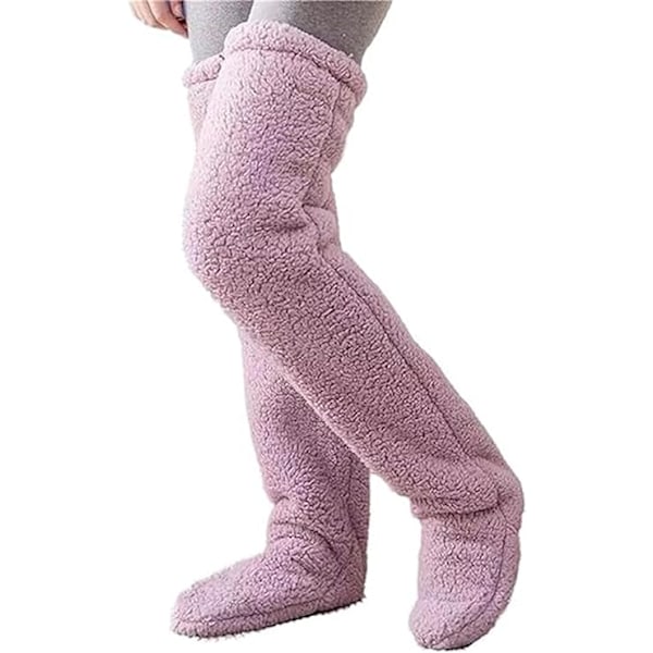 Teddy Legs Strumpor, Mukavat Strumpor, Polvien Yläpuolella Fuzzy Plyyshi Tossut Strumput, Lämpimät Polvien Yläpuolella Kengät, Fuzzy Jalat, Pitkät Fuzzy Strumput purple