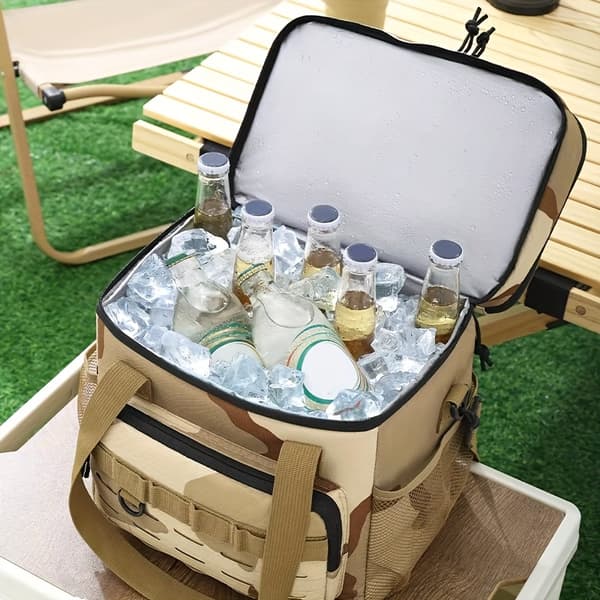 Isolert matpose med justerbar stropp, 7L kapasitet for camping og reise 【Svart】