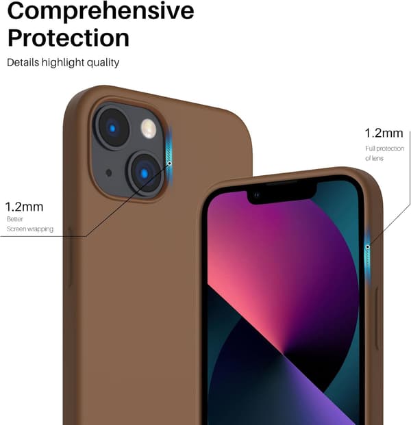 Flytande silikonfodral för iPhone 13 6.1\" - Ultratunt helkroppsstötskydd [ZHE] Chocolate