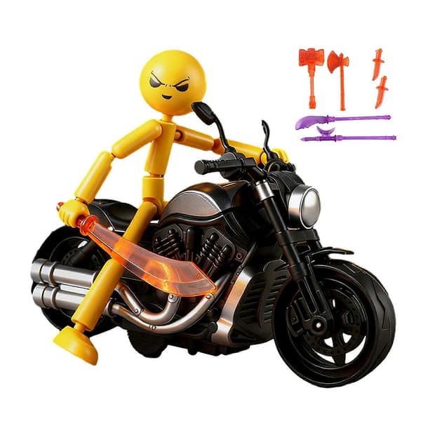 Justerbar Stickman Actionfigur - Bevegelige Ledd med DIY-tilbehør - for Skrivebordsdekorasjon - Stresslindring