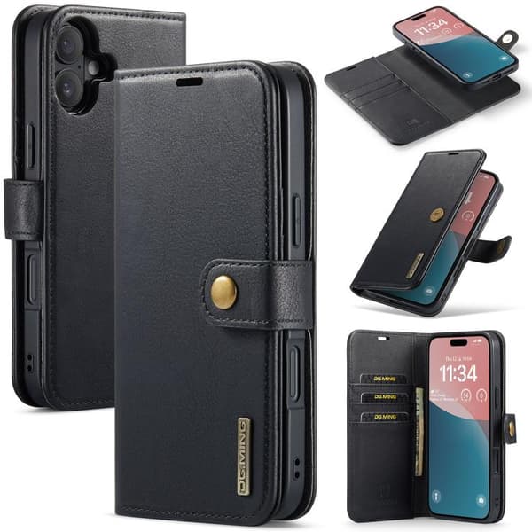 iPhone 17 Leather Case with Crazy Horse Texture and Detachable Magnet