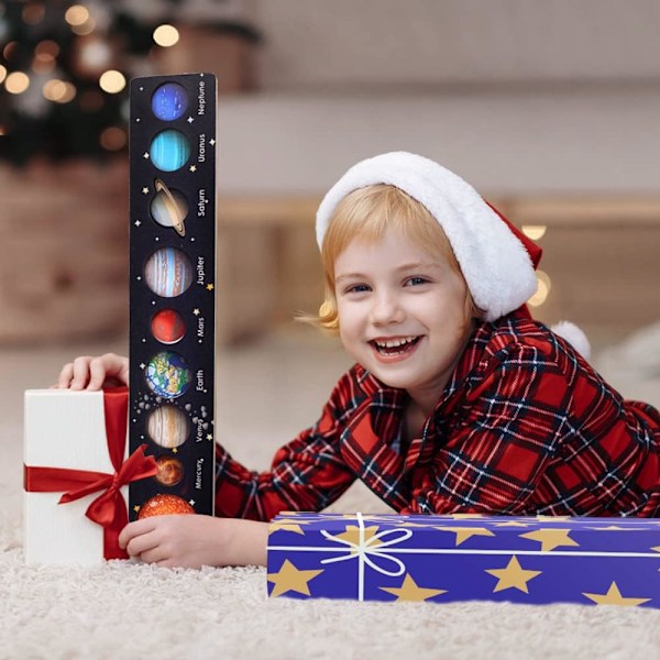 Leksaker för 3-4-5-6-åriga pojkar och flickor: Solsystem för barn 3-5 Montessori träpussel leksaker födelsedagspresenter pedagogiska rymdleksaker