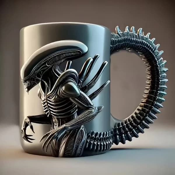 Rejsekrus i rustfrit stål med sjovt rumvæsen-design – Genanvendelig gave til helligdage mug A