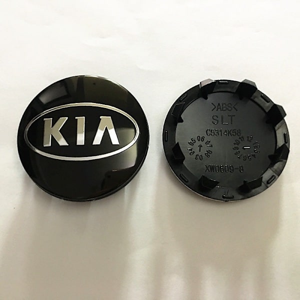 Sæt med 4 sorte 60 mm hjulcenterkapsler til Kia