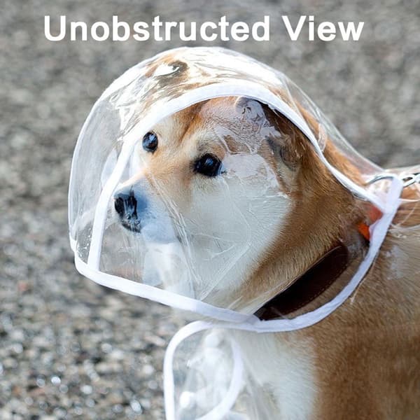 Hvit M-form regnfrakk for hunder vanntett, bærbar pustende lettvekt