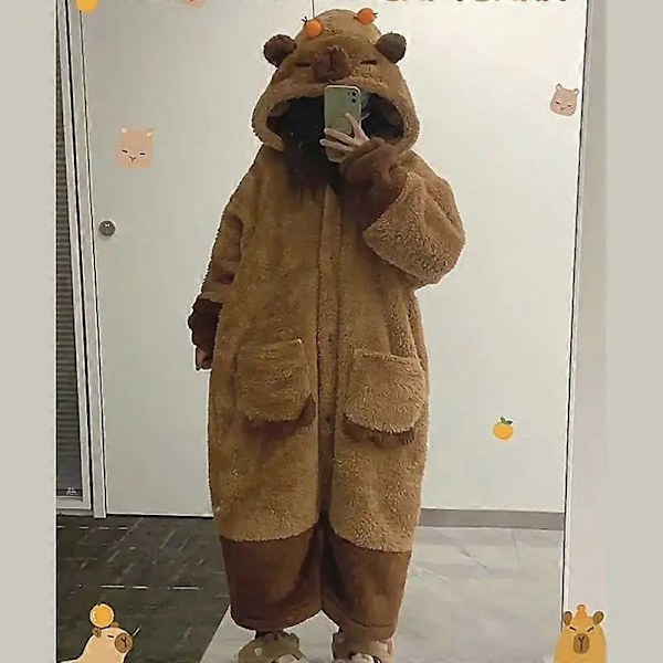 Aikuisten Kapybara Cosplay -asu Onesie Yöpaita Sarjakuva Pyjama[ch] M