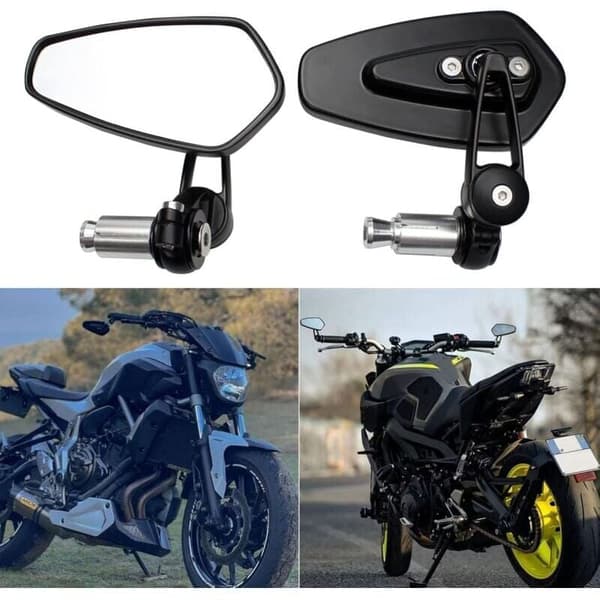 2 st Motorcykelstyre Backspeglar Motorcykel Backspeglar för XJ6 MT01 MT03 MT07 MT09 (Svart)[ZHE]