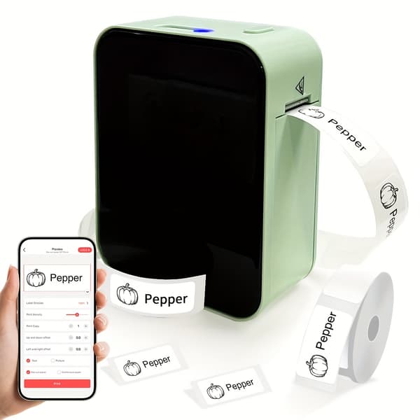 Trådløs etiketprinter til hjemmeorganisation, kompatibel med smartphone Grön