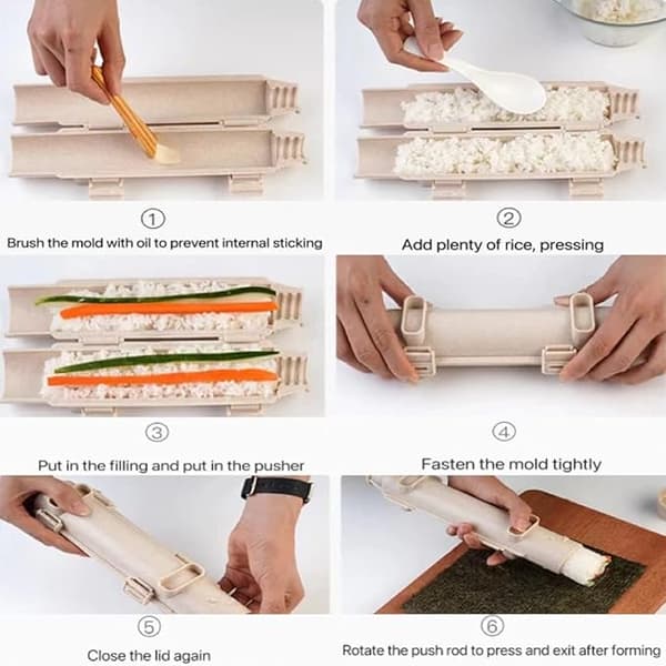 Sushi Maker Roller Multifunktion til Onigiri Risform Grøntsags- og Kød-Sushi-Fremstillingsværktøj Køkkenredskaber (Sort)