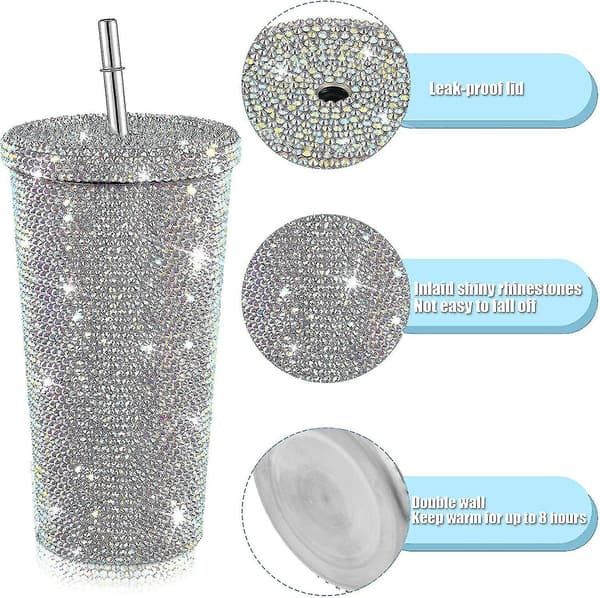 Bling Diamond Tumbler Glitter Vattenflaska Med Lås Multicolor