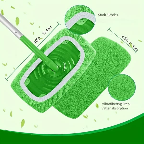 Återanvändbara mikrofibermoppdynor, 7-pack för våt- och torrengöring Green 7 pcs