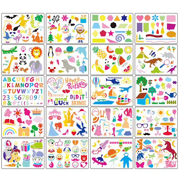 20 stk Børns DIY Stencils Hule Sæt Børn Plast P ONE SIZE