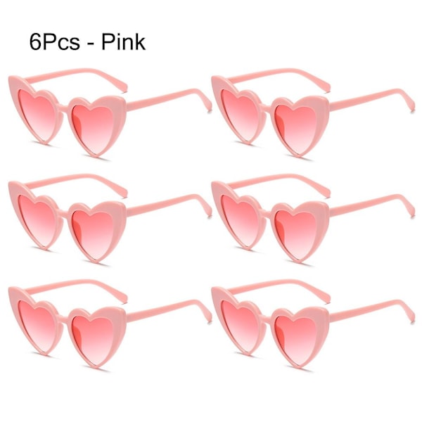 6 st Hjärtformade Solglasögon Kärlekshjärta Solglasögon 6 st - ROSA[ch] 6Pcs - Pink 6Pcs - Pink