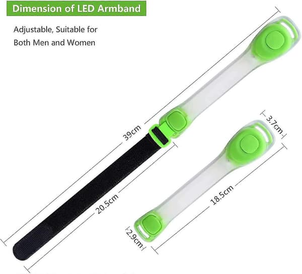 4-pakning LED-armbånd med refleks - for løping og jogging Green