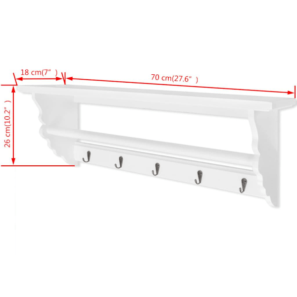 vidaXL Hattstativ MDF barokk stil hvit white 4400