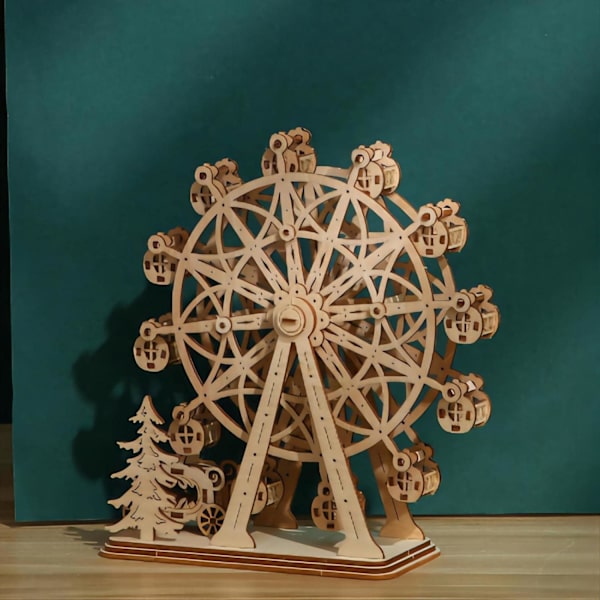 3D Träpussel Pariserhjul Modellkit, Hjärngåta och Pussel för Jul/Födelsedag, Presenter för Vuxna och Tonåringar att Bygga Kombination, A A