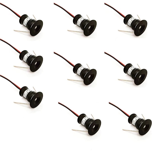 Svart 9-pack Mini 12V 1W LED-spotlight 3000k (120°, Varmvit)