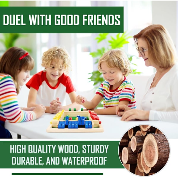 Træbrætsspil, 4-spiller Shut The Box Terningsspil Træ Matematik Traditionelt Pubbræt Terningsspil Rejse 4 Spillere Fantastiske Familiespil Colorful
