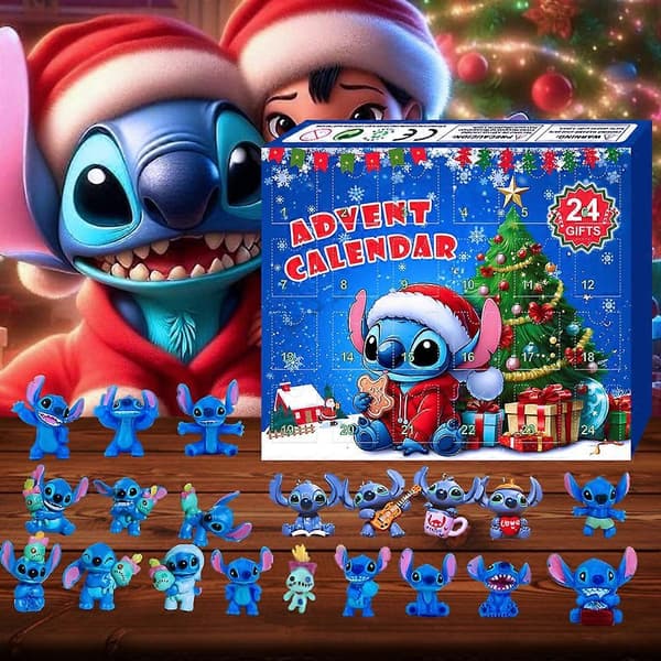Julekalender 2024 Lilo & Stitch Actionfigur Legetøj 24 Dage Nedtælling Blind Box Overraskelsesgaver