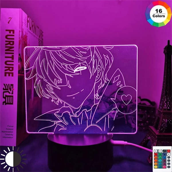 3D Illuusio Yövalo Bungo Stray Dogs Hahmo Anime Lamppu USB/Paristokäyttöinen Kosketus/Kaukosäädin Värimuutos Akryyli LED-valot Joululahjat