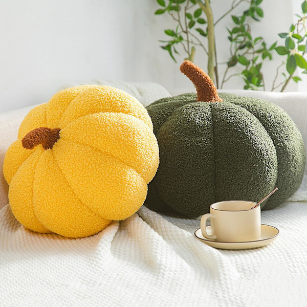 Halloween-kurpitsakudde, pehmeä kurpitsaplyysikudde fleece-täytteellä, kurpitsakoristeet vihreä green 7.87*3.93in