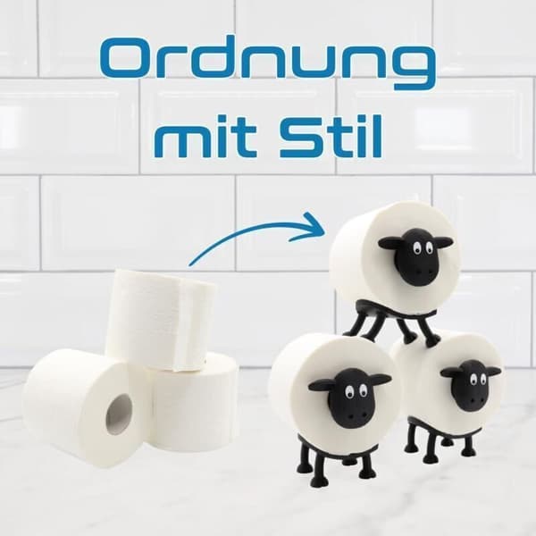 Toilet Paper Holder for 38mm and 42mm Rolls - Sheep - 3-Pack