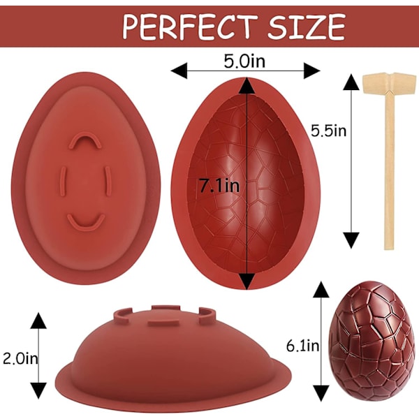 Påskeæg Silikon Chokoladeforme, 3D Store Brydbare Dinosaurieæg Chokoladeform Til Fødselsdag, Jul, Mousse Kage, Dessertbagning