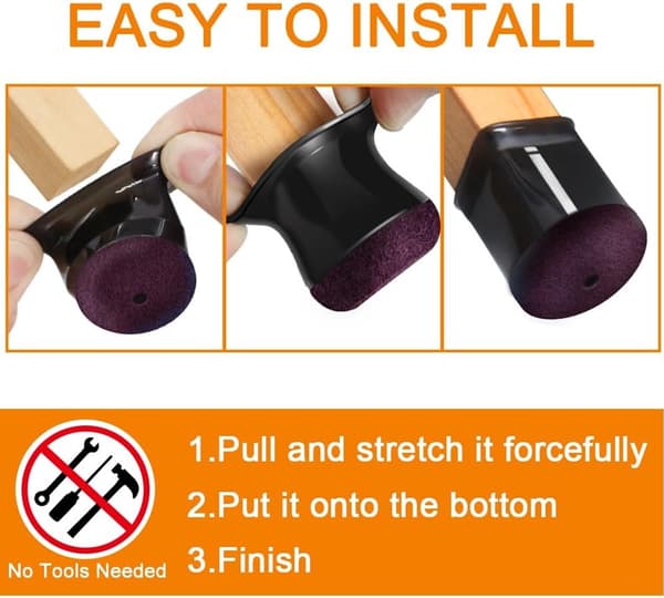 Stolsbensskydd i silikon med filtdynor för möbelben Black2
