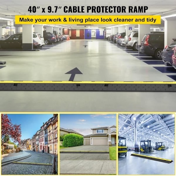 5 kpl kaapeliohjainten sarja - VEVOR - 2-kanavainen kaapeli 101x24,5x5 cm PVC-lattiajohtimen ylityskuorma 4989 kg