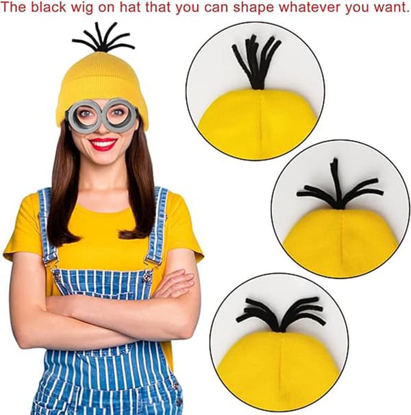 4 stk Minions Halloween Kostumetilbehør til Voksne Sort Black