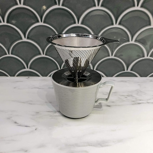 Rustfrit stål kaffefilter, genanvendelig kon kaffedripper, Perm