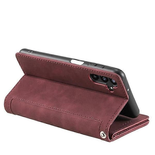 Samsung Galaxy A26 5G Plånboksfodral PU Läder med Dragkedja 9 Kortfack[ZHE] WineRed