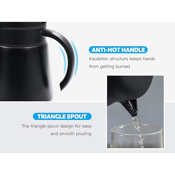 Rustfritt stål Termisk Karaffel/Dobbelvegget Vakuumisolert Kaffebeholder Med Trykknapp Topp, For Kaffe, Te, Drikke 680ml