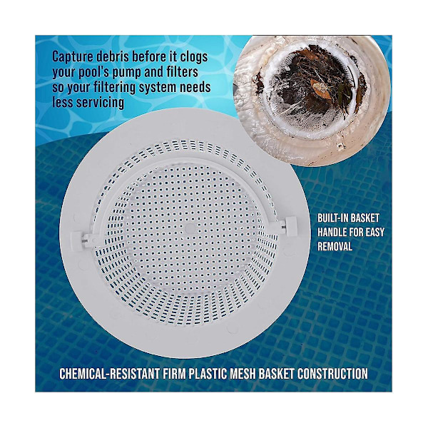 Erstatningskurv for bassengskimmer med håndtak, 2-pakning - overjordisk basseng gjennom vegg skimmer