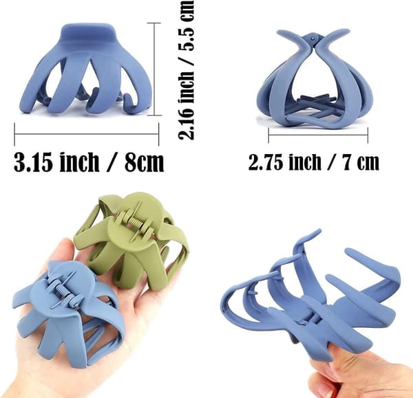 Blæksprutte hårklemme 5 stk. skridsikker klo hårtilbehør, til kvinder og piger styling