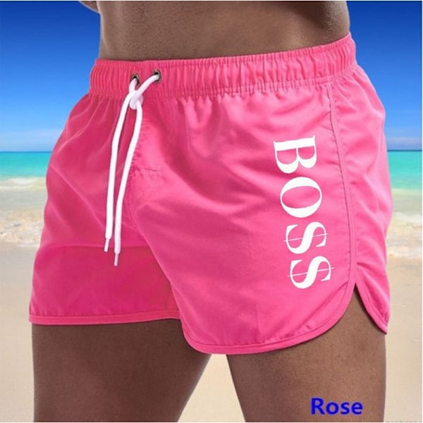 Boss Casual Fashion Strandshorts för män Badshorts Rosa Rose XXXL