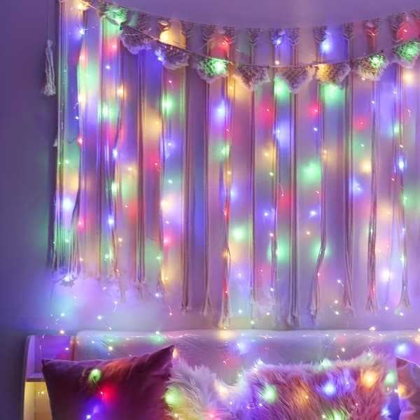 100 LED fe-gardinlys flerfarvede USB-lyskæder indendørs 100 LEDs Multi-Color