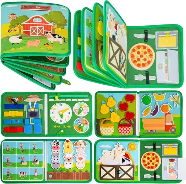 Montessori Aktivitetsbrett for Barn 1–4 År – Gårdstema Læring & Sensorisk Lek for Jenter og Gutter