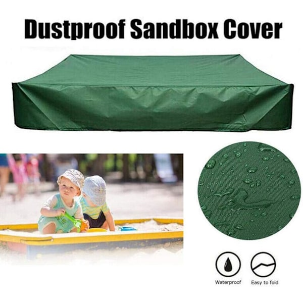 Sandkassedeksel, Grønn Vanntett Støvtett UV-beskyttelse Firkantet Bassengdeksel med Trekkstreng for Sandkasse, Lekeutstyr og Møbler 120 X 120cm