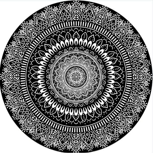 Rund blomma matta för inom- och utomhusbruk svart 120x120cm